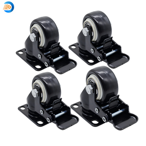 1.5"/2" Black Furniture <strong>Casters</strong> Brake <strong>Ball</strong> Bearing PVC/PP/PU Swivel Wheels Light Duty Universal Rollers for Cabinets Cupboards - Product Image 1