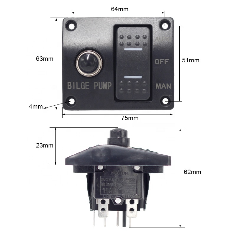 Interrupteur électronique QUICK EBSN 15 – 15A Pour Pompe De Cale, Détection D'eau, Protection Batterie