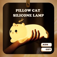 Mini veilleuse LED en silicone en forme de chat, rechargeable USB Type-C, 7 couleurs changeantes, blanc chaud, intensité réglable, garantie 1 an, pour chambre d'enfant