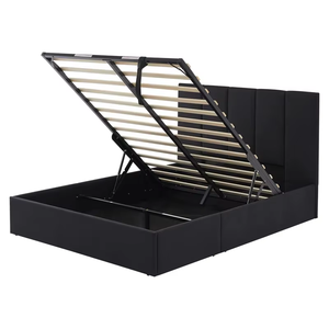 Cadre de <span class=keywords><strong>lit</strong></span> rembourré avec barre de levage, grand espace de rangement, 160 x 200 cm, cadre de <span class=keywords><strong>lit</strong></span> en velours, support en <span class=keywords><strong>lattes</strong></span> de bois - Product Image 2