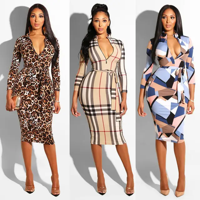 2022 High Quality Womens Dresses Designer Famous Brand Plaid Striped Dress Long Sleeve Office Wear Casual Bodycon Plaid Dress