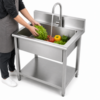 Op maat gemaakte commerciële spoelbak van roestvrij staal met grote capaciteit en kraan voor cateringprojecten