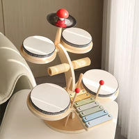 EDULAND Montessori Wooden Jazz Drum Set for Kids Educational Learning Multifunctional Instrument Early Development Toy Age 3+