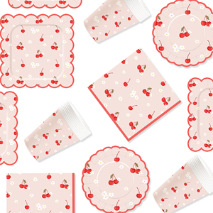 DAMAI Nouveau design personnalisé sur le thème des fruits, assiettes en papier jetables roses, gobelets, serviettes avec un ensemble de vaisselle cerise - Product Image 4