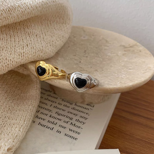 Heart Shaped Agate <b>Open</b> <b>Ring</b> S925 Sterling Silver Women's Everyday Wear Jewelry - Product Image 2