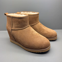 Sepatu Bot Salju Wanita Musim Gugur/Dingin Anti Air Bahan Suede Sapi, Bernapas, Isolasi Termal, Lapisan Bulu Imitasi Lembut, Sol EVA