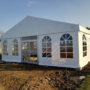Tentes d'événements haut de gamme avec structure en aluminium, fenêtres et porte en verre, <span class=keywords><strong>tente</strong></span> d'événements extérieure en PVC pour événements, mariages, fêtes et services religieux - Product Image 1