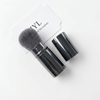 Pinceau de maquillage télescopique pour fond de teint en poudre, petit format, manche en aluminium rétractable, marque privée, vente en gros