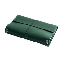 Couverture de carnet A5 en cuir personnalisée, à feuilles mobiles, imprimée, à trois volets avec emplacements pour cartes et porte-stylo, style vintage, OEM