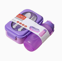 Boîte à lunch isotherme en acier inoxydable avec compartiments en plastique, design à 2 compartiments, fourchette et cuillère, forme rectangulaire, récipient alimentaire pour la conservation de la fraîcheur