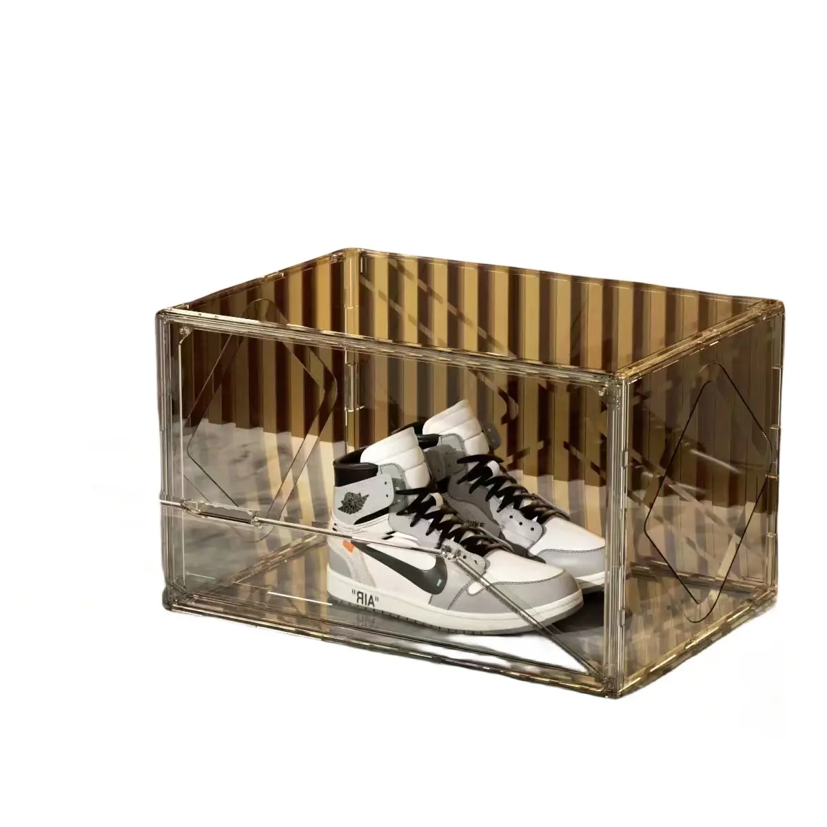 Vente en gros de boîtes de rangement en plastique transparent empilables pour chaussures, tiroirs en acrylique à l'avant, boîte à chaussures magnétique transparente