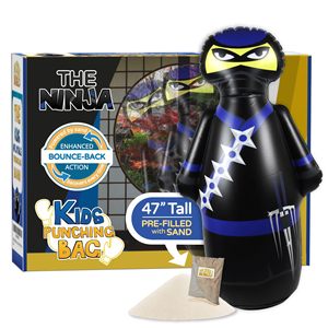 Saco de Boxeo Inflable de 47 Pulgadas para Niños, Relleno de Arena, Juguete de Boxeo Rebotable para Fiestas de Cumpleaños de Ninja, Juegos en Interiores - Product Image 4
