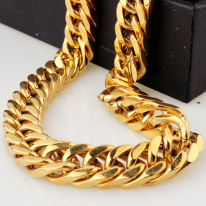 Collier en acier inoxydable de style cubain tendance pour homme, plaqué or 18 carats, style hip-<span class=keywords><strong>hop</strong></span> punk, bijoux lourds et volumineux - Product Image 4