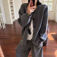 Cardigan en cachemire tricoté minimaliste personnalisé pour l'automne et l'hiver, pull décontracté Joker