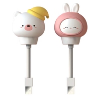 Mini luz nocturna con control de voz, enchufe directo USB, mini dibujos animados, lindo oso, conejo, 0,2 W, decoración de habitación de bebé para niños, luz de noche led