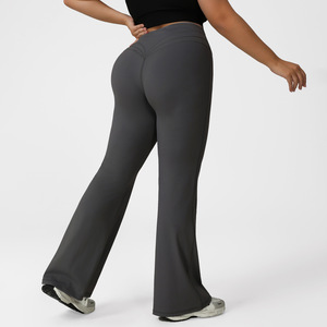 Pantalones acampanados deportivos para <span class=keywords><strong>mujer</strong></span>, mallas de Yoga informales de talla grande, de Color sólido, de cintura alta, para levantamiento de cadera, <span class=keywords><strong>Abdomen</strong></span>, de talla grande, de Color sólido, a la moda, para <span class=keywords><strong>mujer</strong></span>, de 2 a 30 - Product Image 4