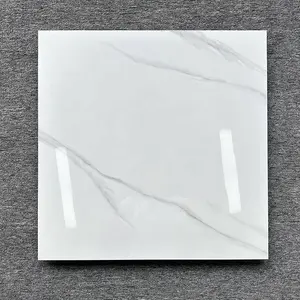 Piso de porcelana Carrara branco brilhante 60x60 600x600 Piso Porcelanato piso de mármore para a sala de estar