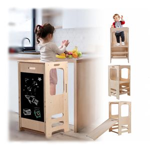 Tabouret d'apprentissage en bois pour enfants avec planche à dessin <span class=keywords><strong>tour</strong></span> de support de cuisine pour tout-petits chaises pour enfants - Product Image 1