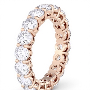 Anillo de Diamantes Cultivados en Laboratorio con Corte Brillante Redondo, Chapado en Oro de 18K/14K, Apilable, Tipo Eternity, Certificado IGI - Product Image 3