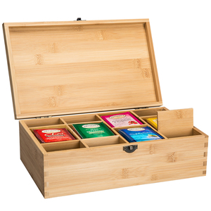 Wholesale Custom Bamboo Tea Bag Storage Organizer Box with Lid