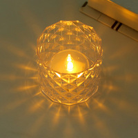 Atmosphärenlampe Kleine Diamantförmige Rosa Glas-Kerzenhalter für Kerzenherstellung Tischdekoration Teelicht LED-Kerze