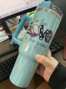 Ánh sáng lung linh long lanh 40oz chân không cách điện Tumbler với nắp, rơm và có thể tháo rời xử lý cho thăng hoa in ấn - Product Image 4