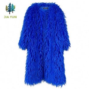 European American Multi-Color Over Knee Long Faux Plush Coat <strong>Women</strong> Winter Outerwear - Product Image 5