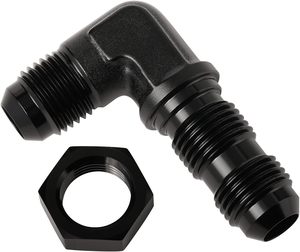 Adaptador de Conexión de Combustible para Mamparo, Aluminio, 90 Grados, 4, 6, 8, 10, 12 AN, Unión Macho con Abocardado, con Tuerca de Mamparo 4AN, 6AN, 8AN, 10AN, 12AN - Product Image 1