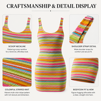 Robe moulante mini en tricot rayée arc-en-ciel sexy personnalisée, style Y2K, pour festivals et soirées d'été, vente en gros OEM/ODM