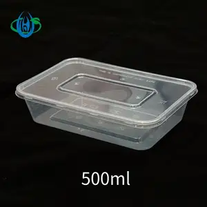 Récipient alimentaire de boîte blister transparente en plastique jetable de 500ml en gros