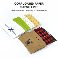 Manchon de tasse à café en papier kraft ondulé imprimé sur mesure, écologique, isolant thermique, anti-brûlure, vente en gros