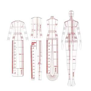 5PC 패션 드로잉 템플릿 디자인 세트 봉제 의류 측정 곡선 자 DIY 양재봉 도구 - Product Image 3