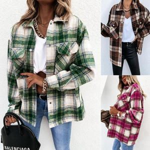 Chemise à carreaux décontractée pour <span class=keywords><strong>femme</strong></span> 2026, col rabattu, simple boutonnage, manches longues, <span class=keywords><strong>en</strong></span> <span class=keywords><strong>lin</strong></span> respirant et confortable - Product Image 3