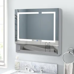Armoire à pharmacie Miroir Vanité | Éclairage intelligent sans cadre + étagère <span class=keywords><strong>de</strong></span> rangement | Fonction voix, tactile et mémoire - Product Image 2