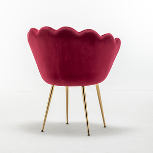 Fauteuil d'appoint moderne en velours <span class=keywords><strong>rouge</strong></span>, forme de pétale, avec pieds en métal doré, capacité de charge de 250 lb, fauteuil de loisirs - Product Image 5