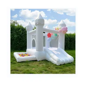adult kids balloon house inflatable bouncer white bounce house with ball pit and slide playhouse party wedding bouncy castle