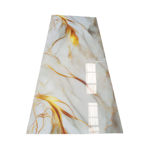 Panneau mural <span class=keywords><strong>d</strong></span>écoratif moderne de luxe en marbre doré Panneau UV en feuille de marbre PVC imperméable pour l'intérieur Échantillon gratuit - Product Image 1