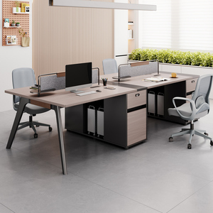 Poste de travail de bureau moderne haut de gamme OEM, organisateur de dossiers en bois, table de bureau modulaire extensible 2 places - Product Image 2