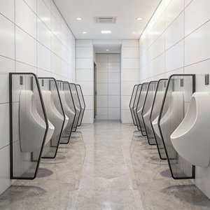 <span class=keywords><strong>Séparateur</strong></span> d'urinoir moderne en verre dépoli, écologique, avec structure en acier inoxydable et en fer pour cabine de toilettes d'hôtel et de spa - Product Image 1