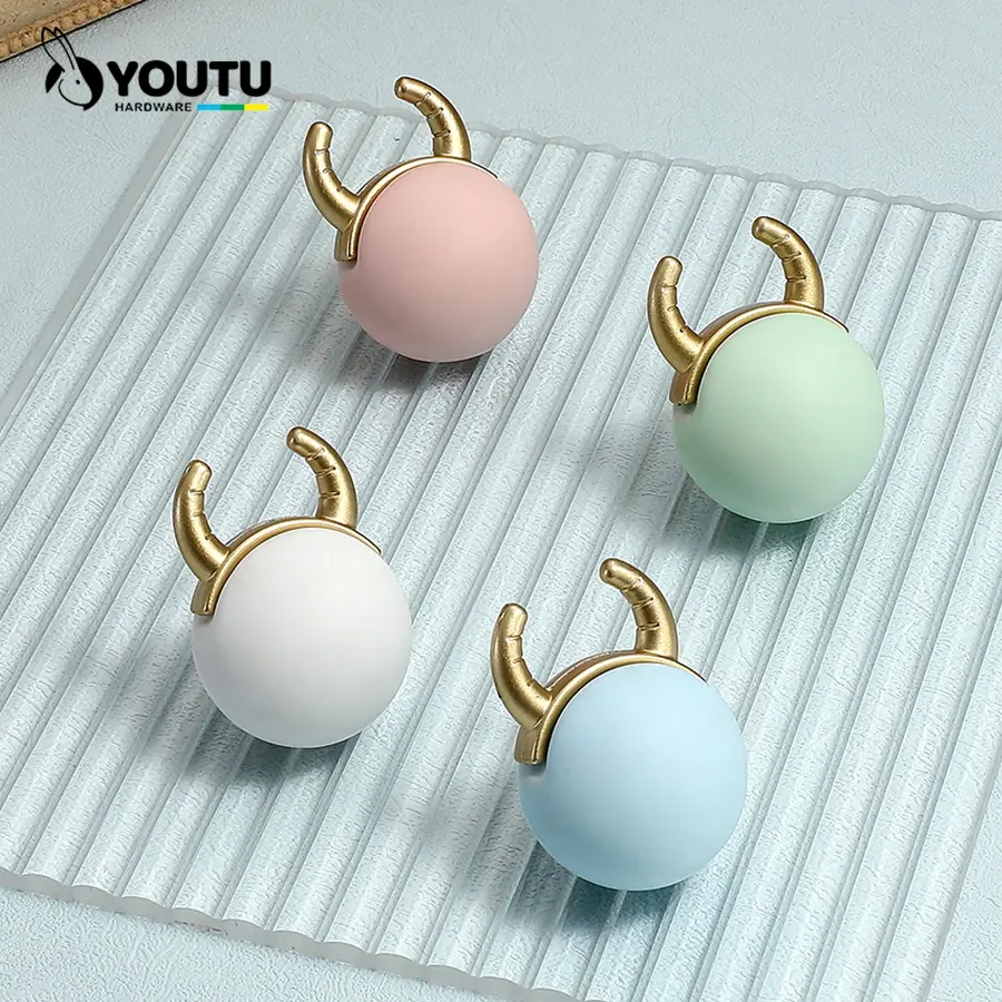 Zamak Handle Ceramic handle Carton Cow style cute colorful suitable for Children bedroom kids bedroom closets all drawers