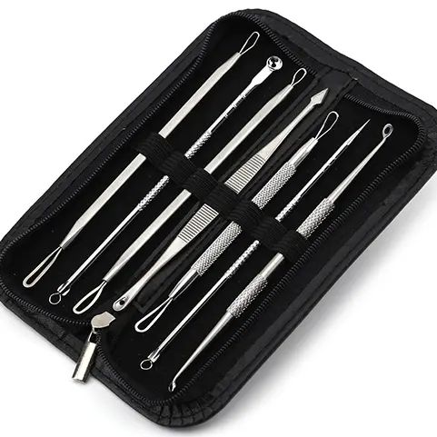 Tùy chỉnh thép không gỉ 7pcs mụn đầu đen Remover mụn comedone extractor mụn Remover Tool Kit