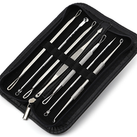 Kit d'outils personnalisable en acier inoxydable 7 pièces pour l'élimination des points noirs, de l'acné et des comédons