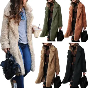 Cheapest product trendy shearling long thick fur winter coats for ladies women