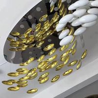 Lustre moderne doré carré/œuf allongé, sur mesure pour projets d'ingénierie, villa, escalier, hall d'hôtel, hauteur réglable, économe en énergie