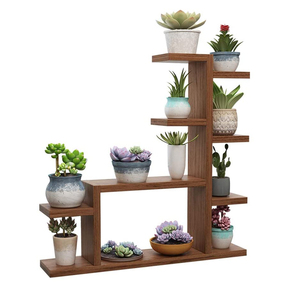 Estante de madera personalizado para plantas, soporte de exhibición multimaceta para interior y <span class=keywords><strong>exterior</strong></span>, estante para plantas de jardín en esquina, sala de estar y balcón - Product Image 5