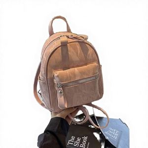Women's Summer Travel Rucksack Backpack Real Natural Cowhide Logo Brown <b>White</b> Vintage Western Style Zipper Closure Spring - Product Image 2