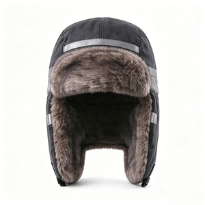 Chapeau de trappeur à rayures réfléchissantes, doublure en fausse fourrure, avec cache-oreilles, coupe-vent, 58-60 cm, unisexe, adulte, décontracté, pour l'extérieur, hiver - Product Image 6