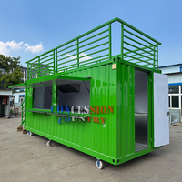 Récipient de cuisine de 20 pieds avec une terrasse sur le toit Conteneur préfabriqué Kiosque pour bar à cocktails Conteneur pour café à 2 étages