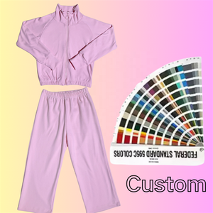 ملابس أطفال منسوجة بألوان مخصصة للخريف والشتاء ، مجموعات ملابس رياضية من القماش المخملي للفتيات والفتيان - Product Image 3