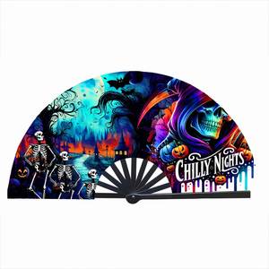 Eco-Friendly 33cm <b>Plastic</b> Folding Fan Durable Party DIY Advertising Angel <b>Animal</b> Sport Basket Flower Love Halloween Decorations - Product Image 5